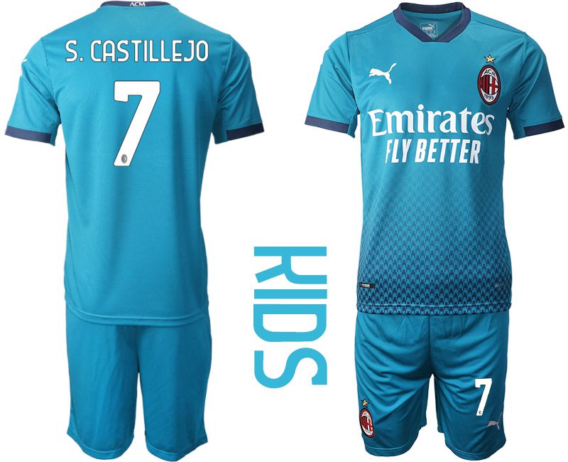 Youth 2020-2021 club AC milan away #7 blue Soccer Jerseys->ac milan jersey->Soccer Club Jersey